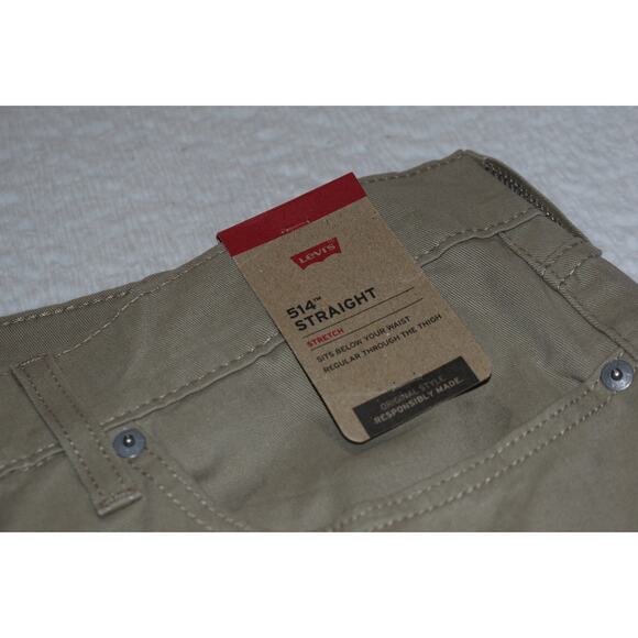 Levis 514 Pants Mens Size 40 x 30 Straight Stretch Tan Cotton 5 Pocket NEW - Picture 8 of 8